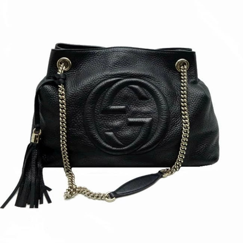 Gucci Chain Shoulder Bag Soho Leather Black